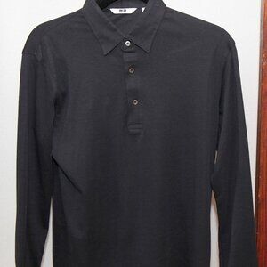 Uniqlo XS Mens Navy Cotton Long Sleeve Polo
